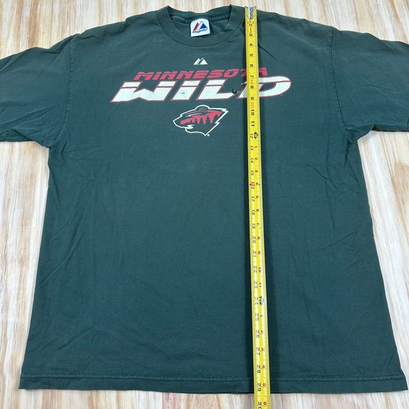 Vintage Minnesota Wild National Hockey League T-Shirt Large Roomy Green Worn - Picture 8 of 10